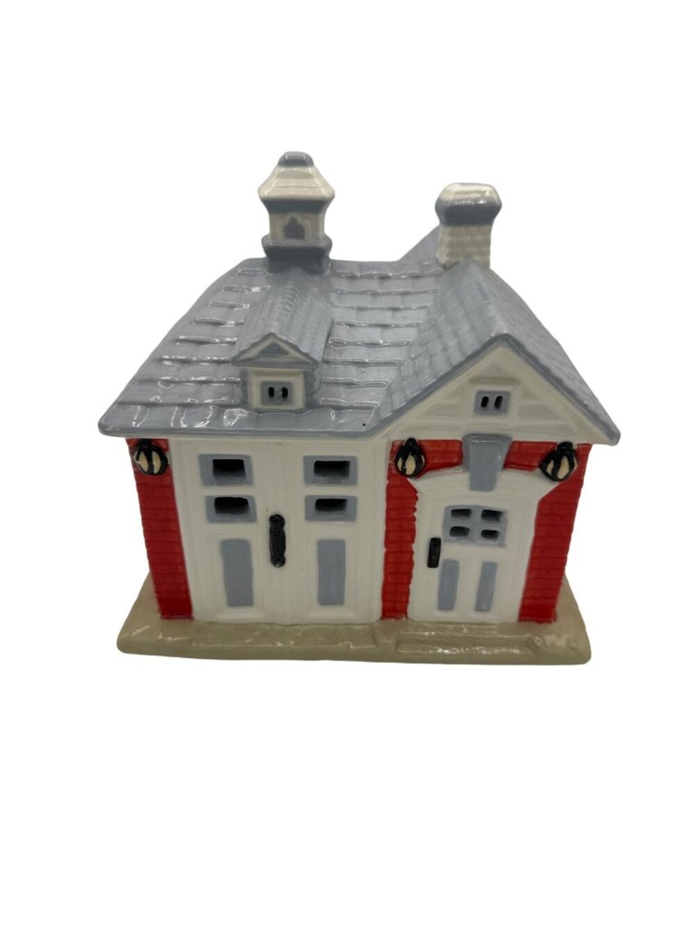 Vintage Byron Molds Firehouse Christmas Village Unlit Handpainted